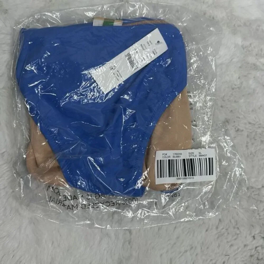J. Crew Women's Blue Scrunchie Strap Bikini‎ Bottom size XL